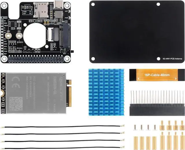 Main image of PCIe to 5G/4G/3G HAT for Raspberry Pi 5, Compatible with 3042/3052 Packages SIMCom/Quectel 5G Modules, Includes 5G Module @(RM520N-GL)
