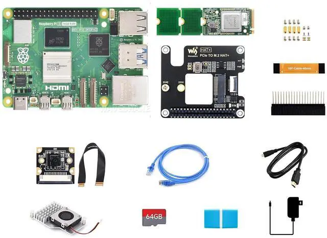 Main image of PI5-16GB Kit for Raspberry Pi 5 16GB, with Hailo-8 AI M.2 Module and PI5-IMX219-77 Camera @(PI5-16GB AI Kit B)
