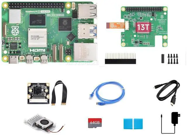 Main image of PI5-16GB Kit for Raspberry Pi 5 16GB, with RPi AI HAT+ 13T and PI5-IMX219-77 Camera @(PI5-16GB AI Kit C)