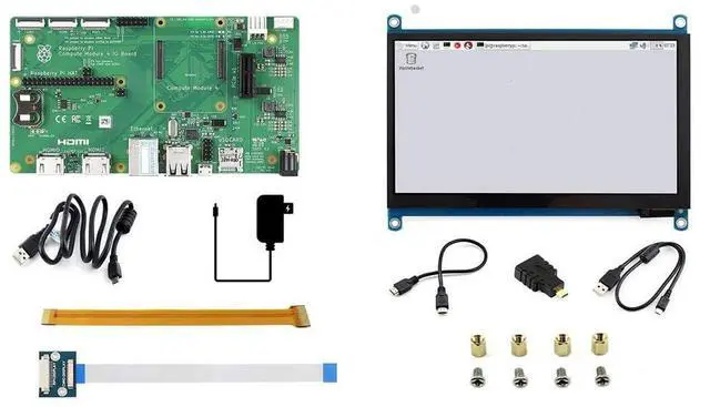 Main image of for Raspberry Pi Compute Module 4 Development Kit with Official IO Board Basic Acce and 7inch IPS HDMI LCD Display @