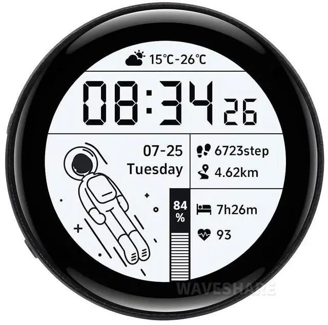 Main image of 1.43inch AMOLED Display Development Board ESP32-S3, 466×466, QSPI Interface Round Display, Onboard Accelerometer and Gyroscope Sensor, with Metal Case @(ESP32-S3-Touch-AMOLED-1.43-B)