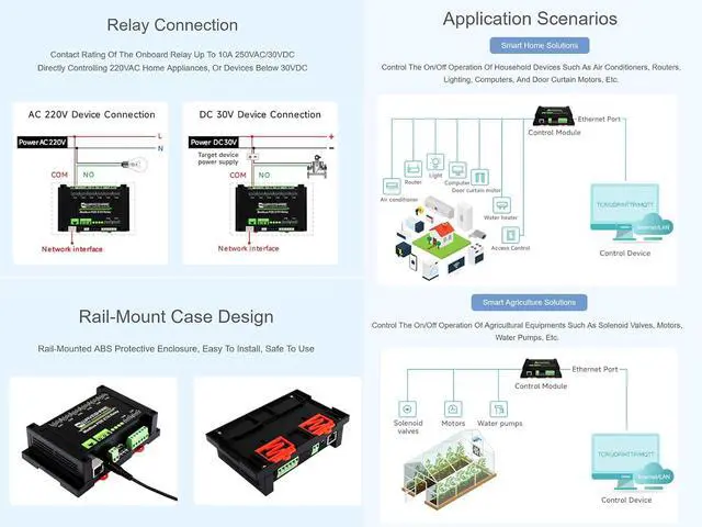 Alt view image 5 of 7 - Modbus POE ETH Relay 8-CH Ethernet Relay Module Supports Sending Modbus RTU/Modbus TCP Protocol Commands via Ethernet Port to Control Relay and Various Devices