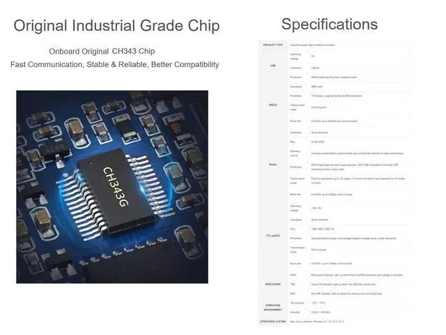 Alt view image 6 of 7 - USB to RS485/RS232/TTL Converter Industrial Digital Isolated Converter with CH343G Inside, Multi-Protocol & Multi-Type Conversion, Support Windows 11/10/8.1/8/7 Linux Android Mac etc.