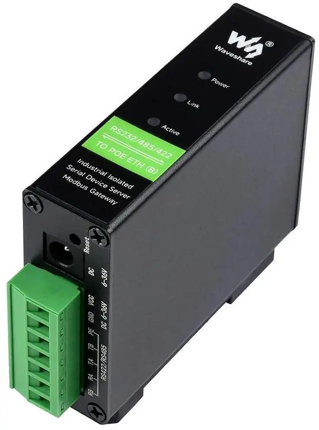 Main image of RS232/485/422 to RJ45 Ethernet Converter, TCP/IP to Serial, Modbus Gateway Support, Industrial Isolated Rail-Mount RS232/485/422 Serial Server with POE Function, Multi Communication Modes
