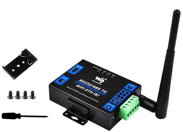 Main image of RS232/485 to WiFi Ethernet Serial Server Converter, Modbus Gateway, MQTT Gateway, Support Serial to WIFI, Serial to Ethernet, Ethernet to WIFI, Serial to HTTPD Client etc. DC 6~36V Power Supply