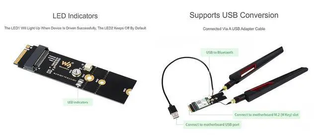 Alt view image 5 of 7 - M.2 M Key to A Key Adapter for PCIe Devices, Support M.2 (A Key) 2230/2242 to M.2 (M Key) 2260/2280, Support USB Conversion