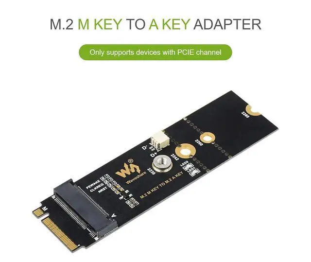 Alt view image 3 of 7 - M.2 M Key to A Key Adapter for PCIe Devices, Support M.2 (A Key) 2230/2242 to M.2 (M Key) 2260/2280, Support USB Conversion
