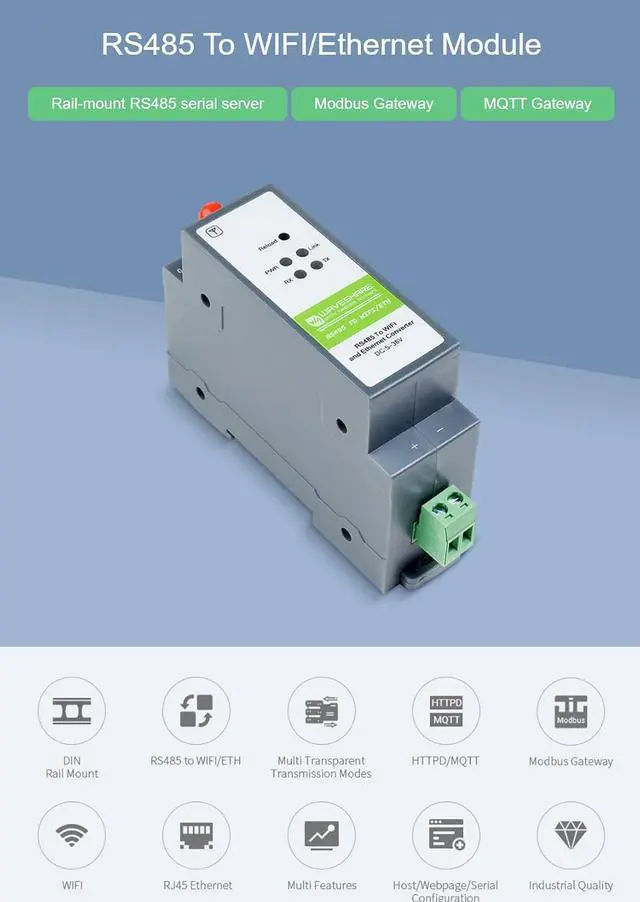 Alt view image 3 of 7 - RS485 to WiFi/Ethernet Serial Server, Modbus MQTT Gateway, Rail-Mount, Compact Size, Industrial Gateway, Motherboard, Mini ITX