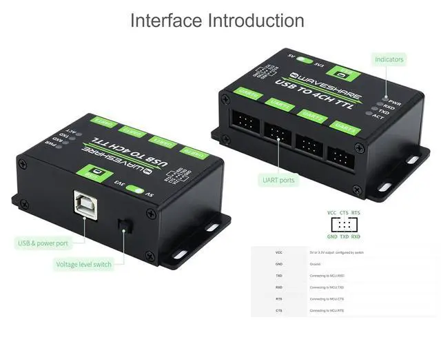 Alt view image 3 of 7 - Industrial USB to 4CH TTL UART Converter Serial Adapter with Multi Protection Circuits Compatible with Multiple Systems Like Win7/8/8.1/10/11, Mac, Linux, Android etc.