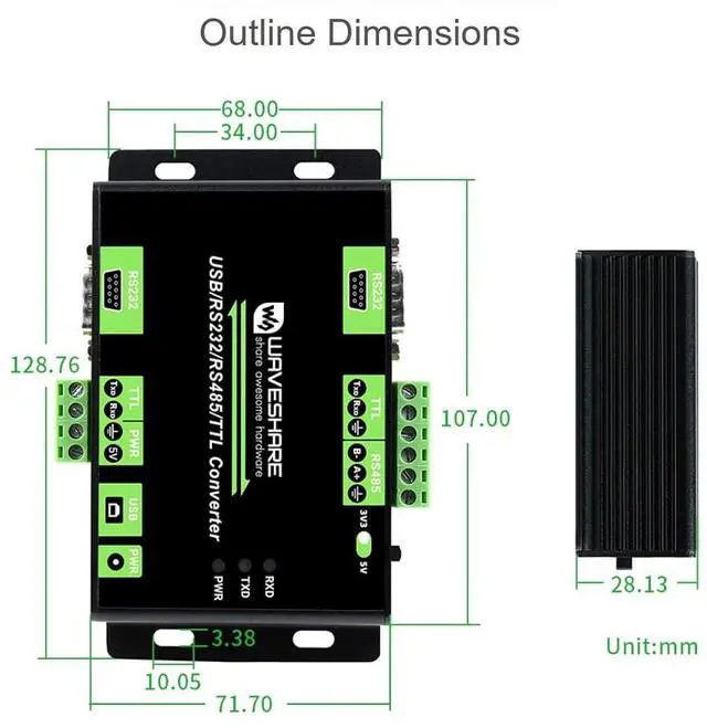 Alt view image 6 of 7 - USB/RS485/RS232/TTL Converter Industrial Isolated Multibus Converter Support USB/RS232/TTL to RS232/485/TTL, Built-in Multi Protection Circuits, Fast Communicating, Better Compatibility