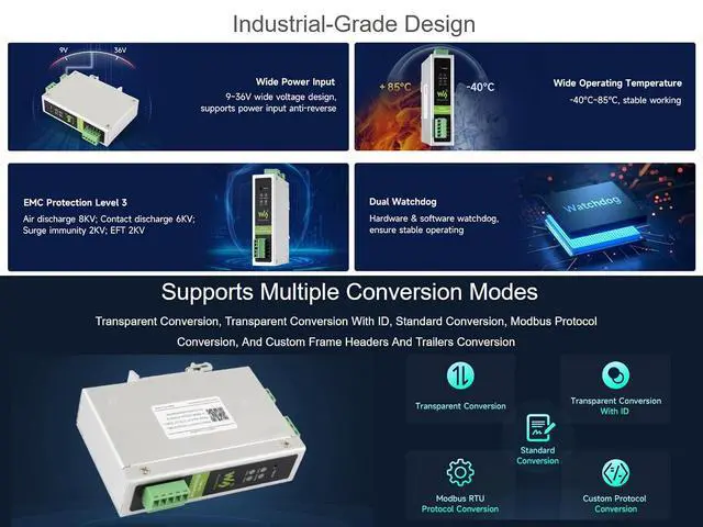 Alt view image 4 of 7 - CAN FD to RS232/RS485 Bidirectional Converter, 5Kbps~1Mbps CAN FD Arbitration Domain Baud Rate, 100Kbps~5Mbps CAN FD Data Domain Baud Rate, Compatible with CAN FD and CAN 2.0A/2.0B Protocols
