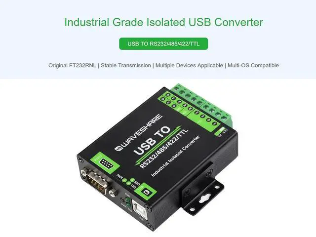 Alt view image 3 of 7 - USB to RS232/485/422/TTL Converter Adopt Original FT232RNL Chip, Industrial Isolated USB Converter with Multiple Protection, Support Multi Communication Interface Conversion and Multi System