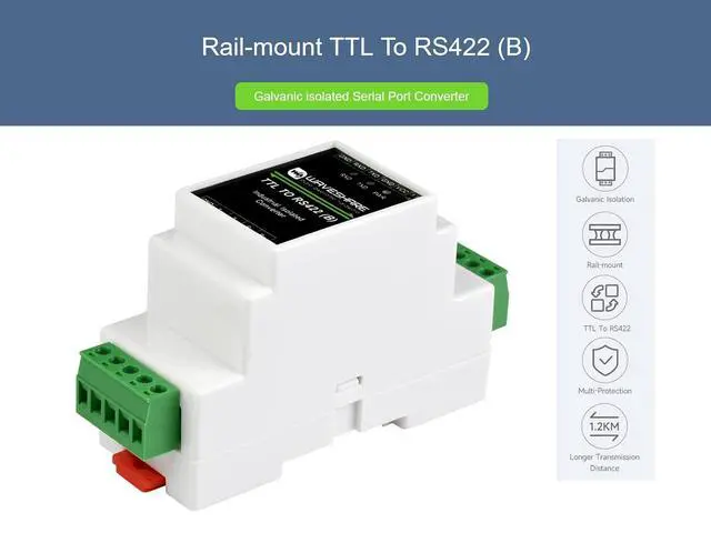 Alt view image 2 of 7 - TTL to RS422 Serial Converter, Galvanic Isolated, Compatible with TTL/RS422 Standard, Supports Full Duplex Communication, 106.0 58.6 36.0mm