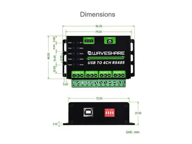 Alt view image 6 of 7 - USB to RS485 Converter Communication Module Extending USB to 4CH RS485, Transmission Distance up to 1.2km, Multi Protection Circuits, Support Win11/10/8.1/8/7 Mac Linux Android etc.