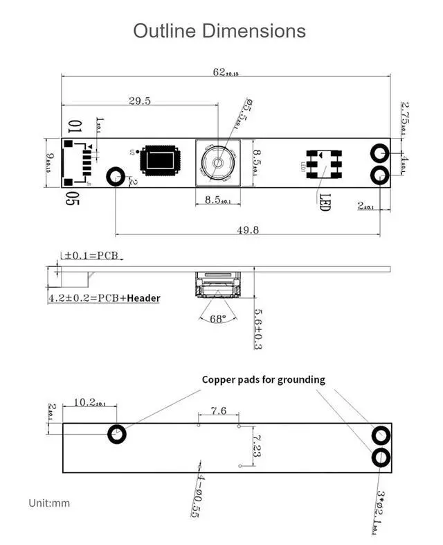 Alt view image 5 of 6 - 5MP USB Camera Module (B) 1080P Video Recording Auto-Focus Camera for Windows Linux, OV5640 USB2.0 Webcam Board 2.8 Aperture 68° FOV 3.29mm Focus Length
