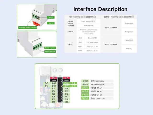 Alt view image 6 of 7 - Industrial 1-Ch ESP32-S3 WiFi Relay Module, Supports RS485/WIFi/Bluetooth Control, Contact Rating of Relay up to 10A 250VAC/30VDC, with Multiple Isolation Protection Circuits, Rail-Mount Case