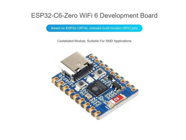 Alt view image 6 of 7 - ESP32 C6 Zero WiFi 6 Development Board Based on ESP32-C6FH4 Dual Processors, up to 160MHz Running Frequency, Integrates 2.4GHz Wi-Fi 6 (802.11 ax/b/g/n) & Bluetooth 5, USB Type-C Port