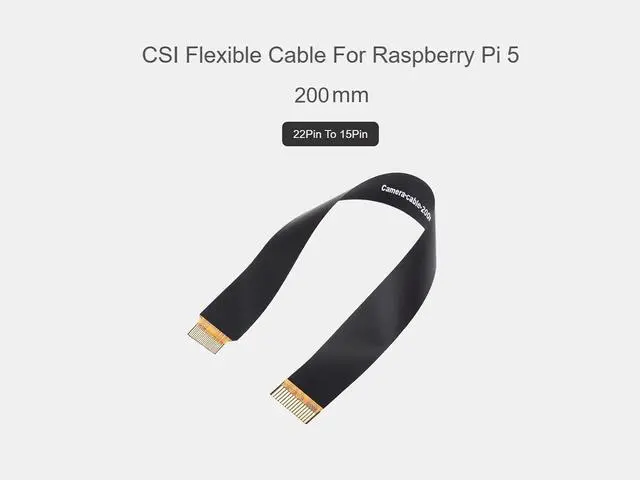 Alt view image 2 of 7 - CSI FPC Flexible Cable for Raspberry Pi 5, 22Pin to 15Pin Pi5 Camera Cable Suitable for CSI Camera Modules, with Black EMI Shielding Film, More Stable Signal Transmission (200mm)
