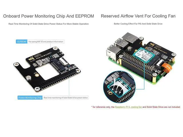 Alt view image 4 of 7 - PCIe to M.2 M Key Adapter for Raspberry Pi 5, Support NVMe Protocol M.2 SSD with 2230/2242 Size, PCI-E×1 Gen2 or Gen3 Mode, Support Booting from SSD for PI5, High-Speed Reading/Writing