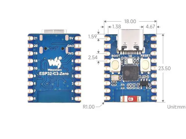 Alt view image 6 of 7 - ESP32-C3 Mini Development Board with Pre-soldered Header, Based on ESP32-C3FN4 Single-core Processor, 160MHz Running Frequency, Support 2.4GHz Wi-Fi (802.11 b/g/n) & Bluetooth 5