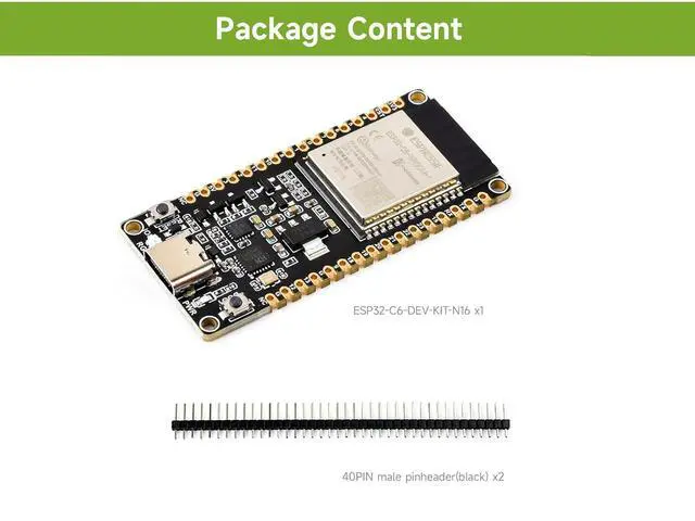 Alt view image 7 of 7 - ESP32-C6 RISC-V Microcontroller Dev Board, Integrated WiFi 6, IEEE 802.15.4 (Zigbee 3.0&Thread) and BLE 5, Adopt ESP32-C6-WROOM-1-NX Series Module, Support USB/UART Development, 16M Flash