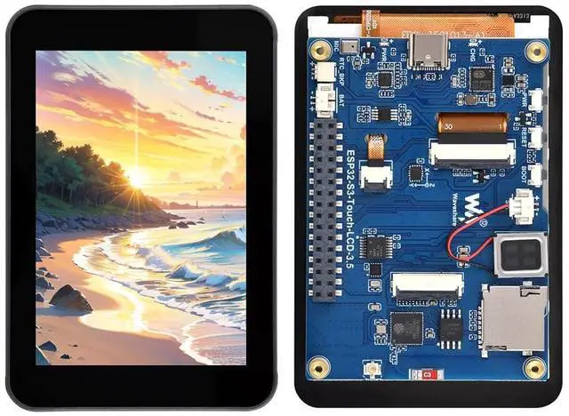 Main image of ESP32-S3 3.5inch LCD Touch Display Development Board, ESP32-S3 with IPS Screen 320×480 Pixel 262K Color, Onboard Camera Interface and Audio Codec, etc., Support AI Speech Interaction