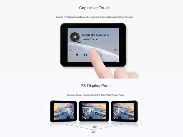 Alt view image 4 of 7 - ESP32-S3 3.5inch LCD Touch Display Development Board, ESP32-S3 with IPS Screen 320×480 Pixel 262K Color, Onboard Camera Interface and Audio Codec, etc., Support AI Speech Interaction