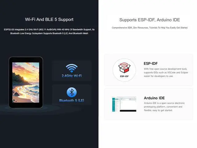Alt view image 6 of 7 - ESP32-S3 3.5inch LCD Touch Display Development Board, ESP32-S3 with IPS Screen 320×480 Pixel 262K Color, Onboard Camera Interface and Audio Codec, etc., Support AI Speech Interaction