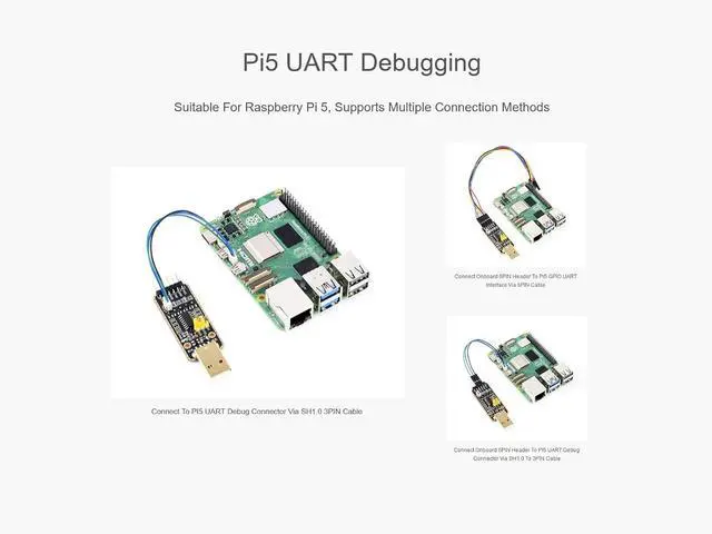Alt view image 3 of 7 - USB to UART Debugger Serial Module for Raspberry Pi 5 Communication Debugging, Onboard UART, USB Type-A Connector, Supports Windows11/10/8.1/8/7, Linux, Mac, Android