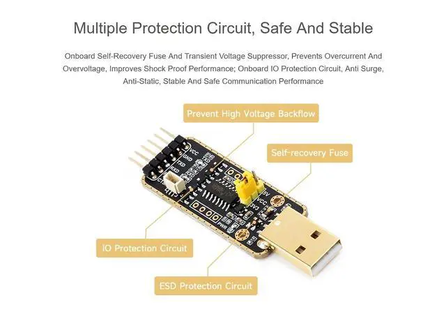 Alt view image 4 of 7 - USB to UART Debugger Serial Module for Raspberry Pi 5 Communication Debugging, Onboard UART, USB Type-A Connector, Supports Windows11/10/8.1/8/7, Linux, Mac, Android