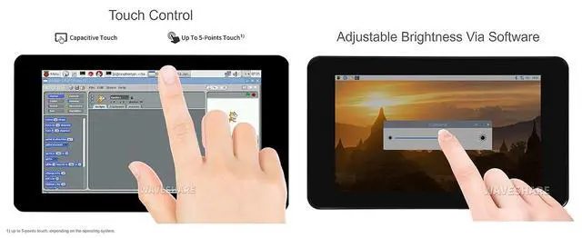 Alt view image 6 of 7 - 7 inch DSI LCD Touch Display for Raspberry Pi 4B/3B+/3A+/CM4/CM3+, 1024×600 IPS Screen Capacitive Touchscreen Supports Raspbian, 5-Points Touch, Driver Required