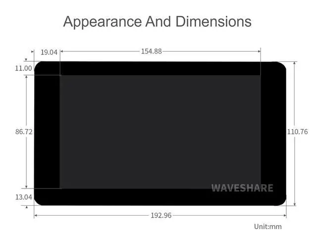 Alt view image 7 of 7 - 7 inch DSI LCD Touch Display for Raspberry Pi 4B/3B+/3A+/CM4/CM3+, 1024×600 IPS Screen Capacitive Touchscreen Supports Raspbian, 5-Points Touch, Driver Required