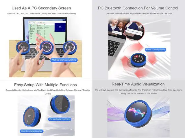 Alt view image 4 of 7 - ESP32-S3 1.8inch Knob Display Development Board, Multi-Functional Smart Rotary Knob Touch Screen 360 × 360 262K Color, 2.4GHz Wi-Fi and Bluetooth Wireless Connection, CNC Metal Case