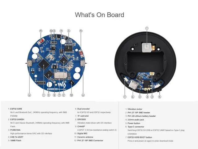 Alt view image 6 of 7 - ESP32-S3 1.8inch Knob Display Development Board, Multi-Functional Smart Rotary Knob Touch Screen 360 × 360 262K Color, 2.4GHz Wi-Fi and Bluetooth Wireless Connection, CNC Metal Case