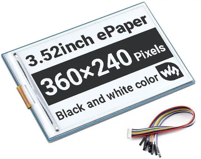 Main image of 3.52inch E-Paper Display HAT, 360x240, SPI Interface, Black/White, 2 Gray Levels, 3.3V/5V, Raspberry Pi/STM32/Arduino Compatible