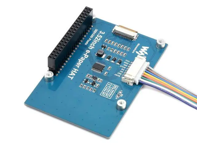 Alt view image 2 of 7 - 3.52inch E-Paper Display HAT, 360x240, SPI Interface, Black/White, 2 Gray Levels, 3.3V/5V, Raspberry Pi/STM32/Arduino Compatible