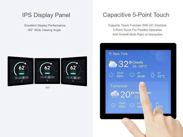 Alt view image 4 of 7 - ESP32-S3 4inch LCD Touch Screen Development Board onboard 480×480 5-Point Touch Display, 32-Bit LX7 Dual-Core Processor, Support 2.4GHz Wi-Fi&Bluetooth 5, Expansion of Multiple Peripherals