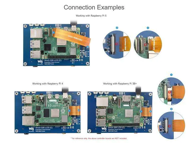 Alt view image 3 of 7 - 5inch DSI LCD Touch Display for Raspberry Pi 5/4B/CM4/3B+/3A+/3B/CM3+/CM3, 1024x600 Pixels 5inch Capacitive Touch Screen, IPS Panel, DSI Interface, Driver-Free