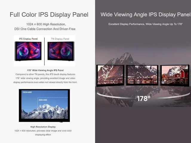 Alt view image 4 of 7 - 5inch DSI LCD Touch Display for Raspberry Pi 5/4B/CM4/3B+/3A+/3B/CM3+/CM3, 1024x600 Pixels 5inch Capacitive Touch Screen, IPS Panel, DSI Interface, Driver-Free