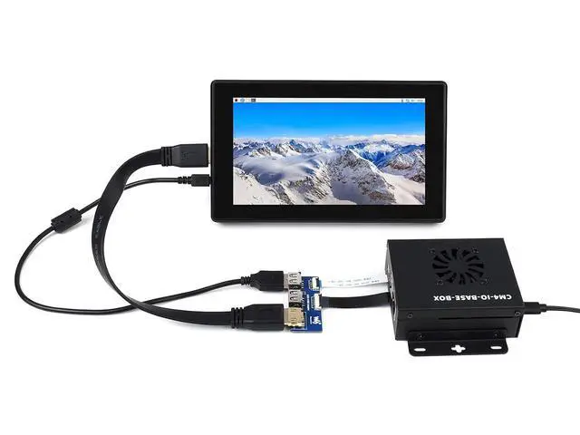Alt view image 6 of 7 - Mini-Computer Based on Raspberry Pi Compute Module 4 (NOT Included), CM4-IO-BASE-A (Lite Ver.) Inside, Metal Case, with Cooling Fan, USB HDMI Adapter, FFC Cables, USB-A to USB-C Cable etc.