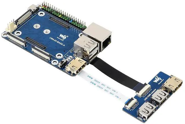 Main image of for Raspberry Pi Compute Module 4 Base Board Accessories Kit, Include CM4-IO-BASE-A (Lite Ver.), USB HDMI Adapter, FFC Cable and USB-A to USB-C Cable, More USB and HDMI Connectors via FFC