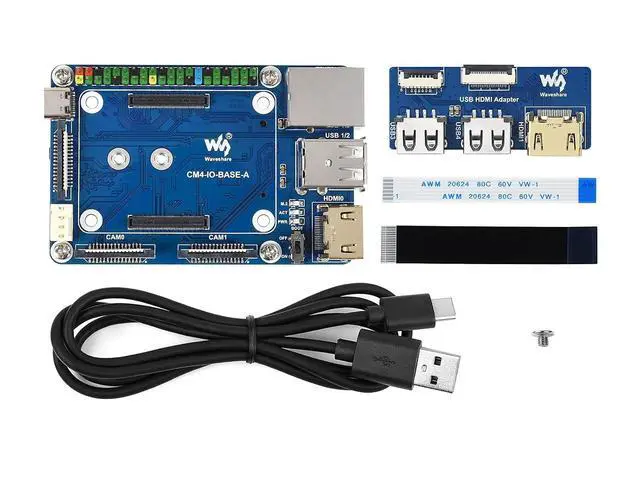 Alt view image 2 of 7 - for Raspberry Pi Compute Module 4 Base Board Accessories Kit, Include CM4-IO-BASE-A (Lite Ver.), USB HDMI Adapter, FFC Cable and USB-A to USB-C Cable, More USB and HDMI Connectors via FFC