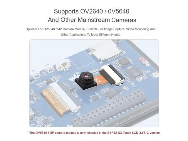 Alt view image 6 of 7 - ESP32-S3 3.5inch LCD Touch Display Development Board, 320×480 262K Color IPS Screen, QSPI Interface, Onboard Camera Interface, Integrated Audio Input and Output, Supports AI Speech Interaction
