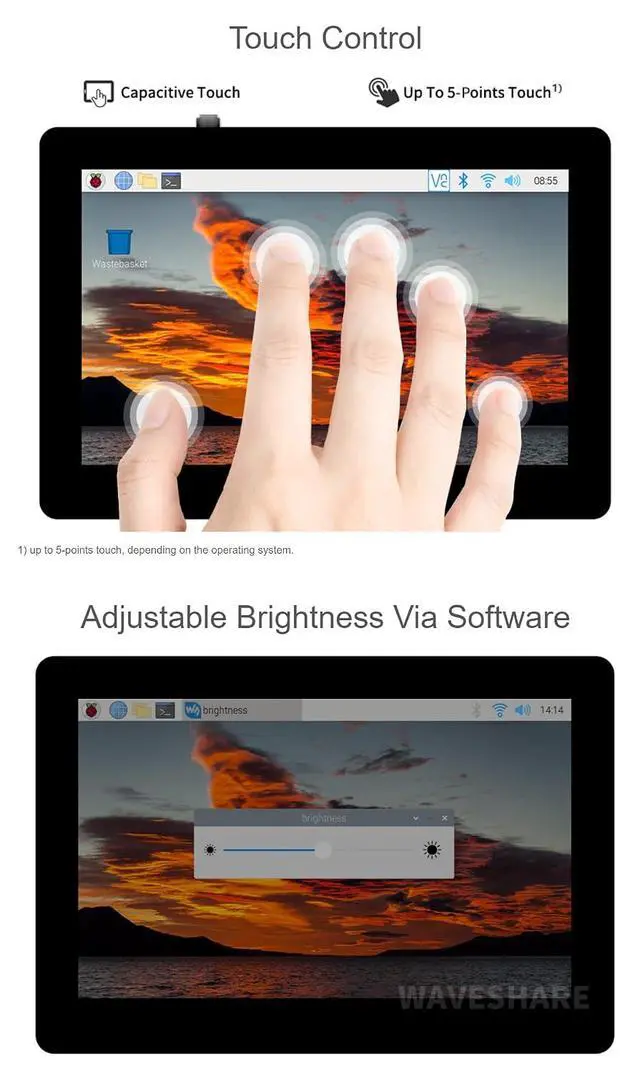 Alt view image 5 of 7 - 5inch IPS Touchscreen for Raspberry Pi DSI LCD Screen 800×480 Capacitive Touch Display Support Raspberry Pi 4B 3B+ 3A+ 3B 2B B+ A+ CM3/3+/4 Compatible with RasPi OS/Ubuntu/Kali/WIN10 IoT/Retropie