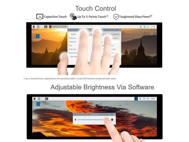 Alt view image 5 of 7 - 7.9inch Touchscreen Display for Raspberry Pi 4B/3B+/3A+, 480×1280 Resolution IPS Screen, DSI Interface, Capacitive Touch Panel Support up to 5 Points Touch