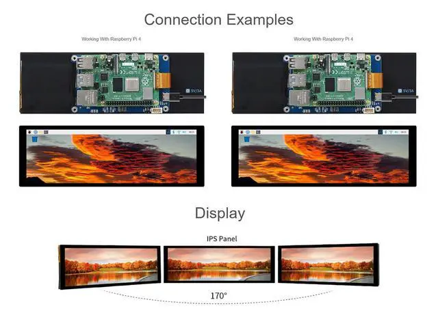 Alt view image 4 of 7 - 7.9inch Touchscreen Display for Raspberry Pi 4B/3B+/3A+, 480×1280 Resolution IPS Screen, DSI Interface, Capacitive Touch Panel Support up to 5 Points Touch