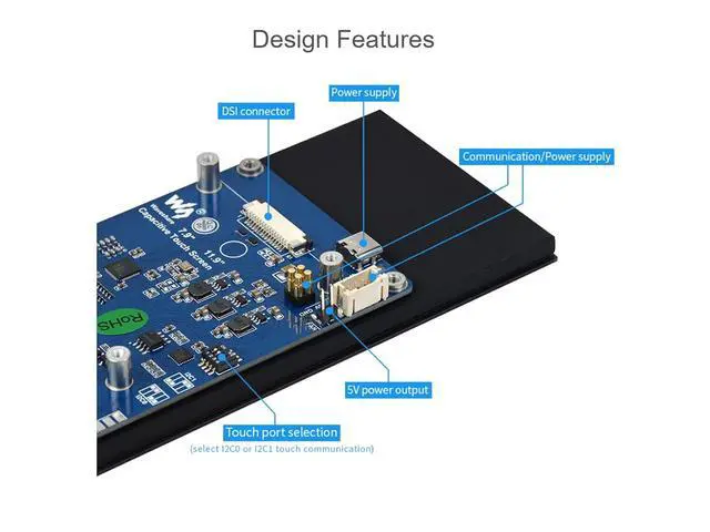 Alt view image 6 of 7 - 7.9inch Touchscreen Display for Raspberry Pi 4B/3B+/3A+, 480×1280 Resolution IPS Screen, DSI Interface, Capacitive Touch Panel Support up to 5 Points Touch