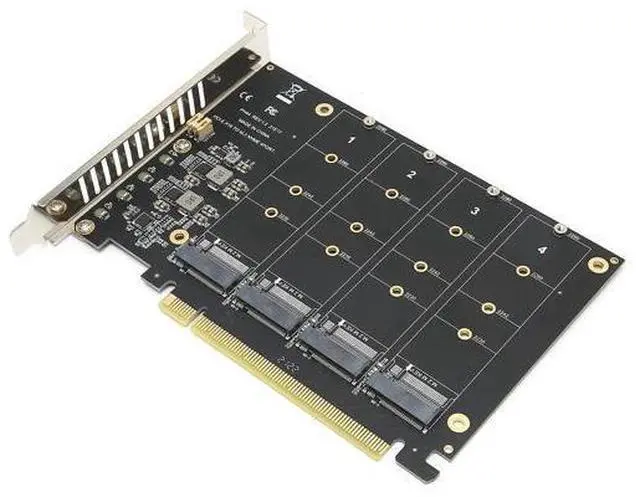 Main image of Quad NVMe SSD PCIe Adapter, 4 M.2 NVMe SSD to PCI-e 4.0 3.0 x16 Card Support 2230 2242 2280 NVMe SSD (PCI-e 16X Bifurcation Required)