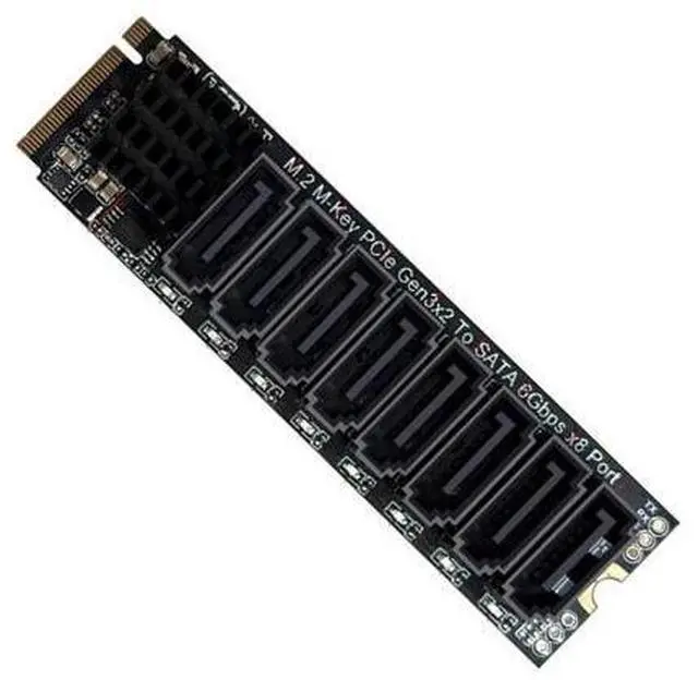 Main image of NVME M-Key PCI Express NGFF to SATA 3.0 6Gbps 8 Ports Adapter Converter Hard Drive Extension Card 2280