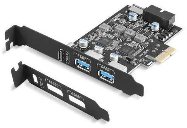 Main image of USB 3.0 PCIe Expansion Card, 5-Port (2X USB-A + 1x USB-C + Type-E + 19-pin Header) PCI Express Card with UASP Support, Plug and Play for Windows 11/10/8/Linux, Includes Low-Profile Bracket